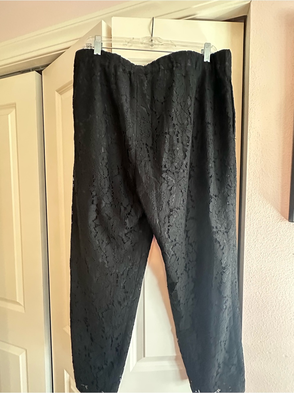 Women’s JCrew Factory Black Lace Overlay Pants - Classic Tailored Fit